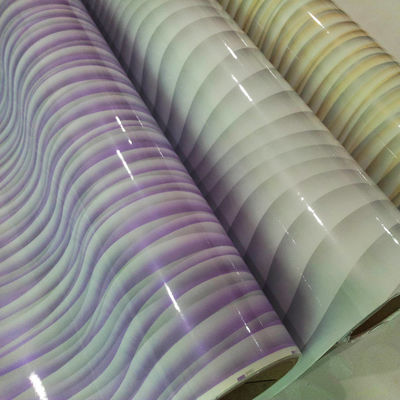 Mirror-Like Shiny Surface Wood Grain Pattern PVC Film For Wall Panel